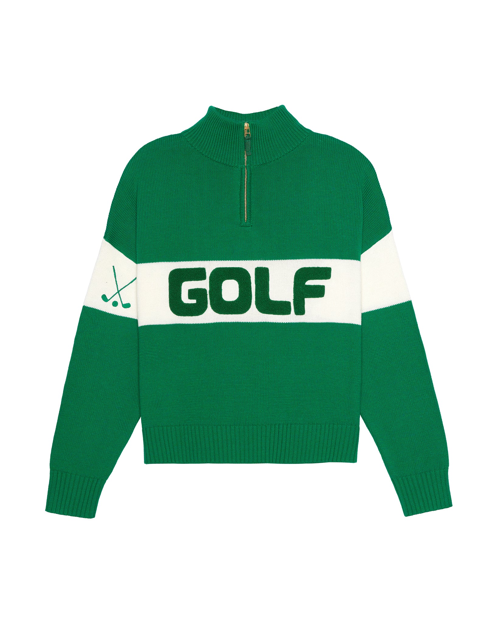Ellsworth + Ivey Colorblock Golf Quarter Zip Sweater - Green