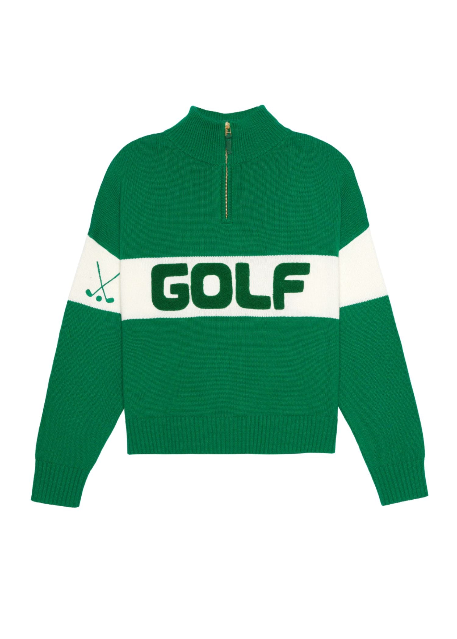 Ellsworth + Ivey Colorblock Golf Quarter Zip Sweater - Green