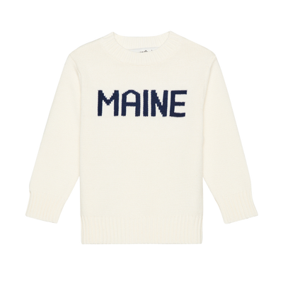 Kid's ivory and navy Maine sweater