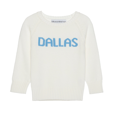 Kid's ivory and blue Dallas sweater