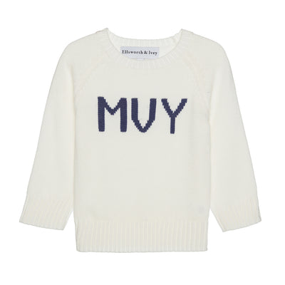 Kid's ivory and navy MVY sweater