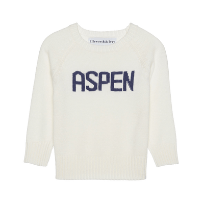 Kid's ivory and navy Aspen sweater