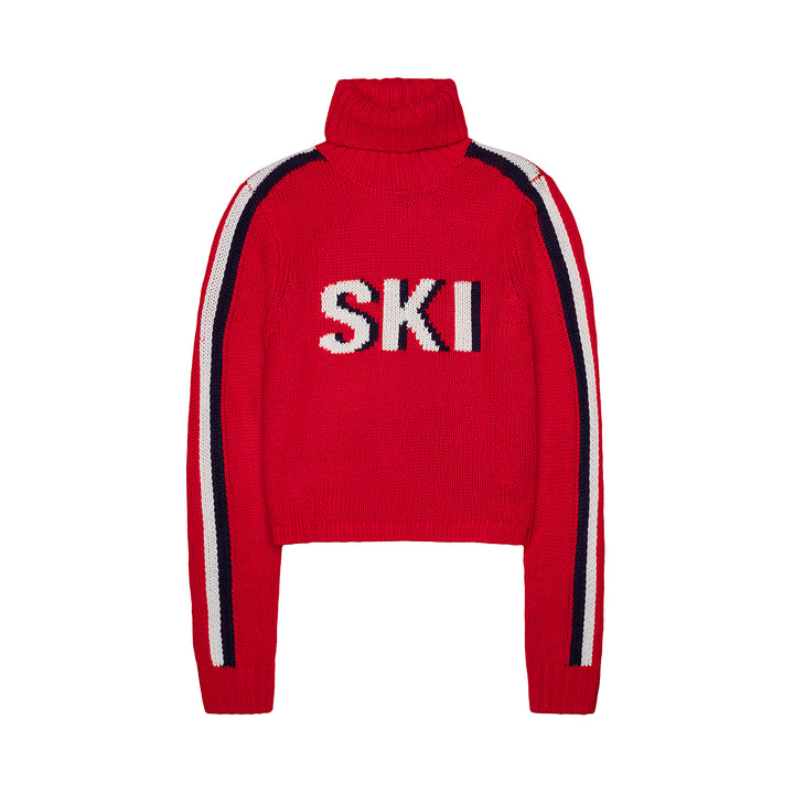 Ellsworth & Ivey Cropped Retro Ski Turtleneck Sweater - Pink