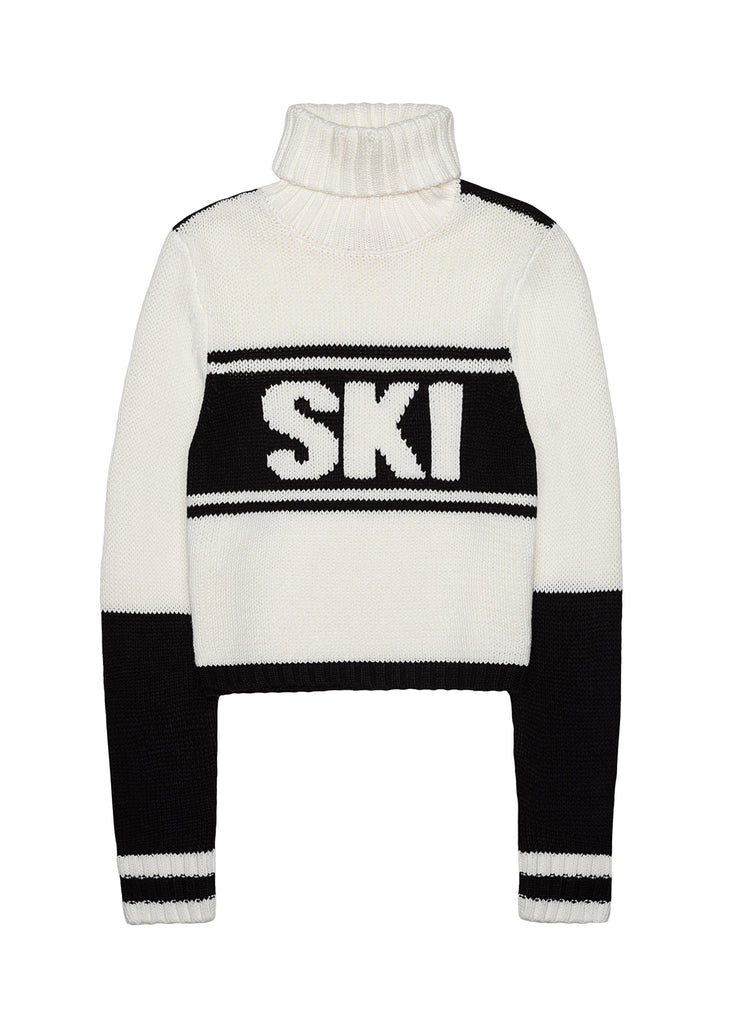 Ellsworth & Ivey Cropped Retro Ski Turtleneck Sweater - Pink Lady