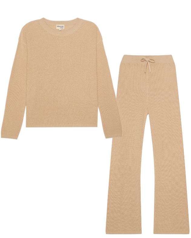 Sand beige ribbed knit women&