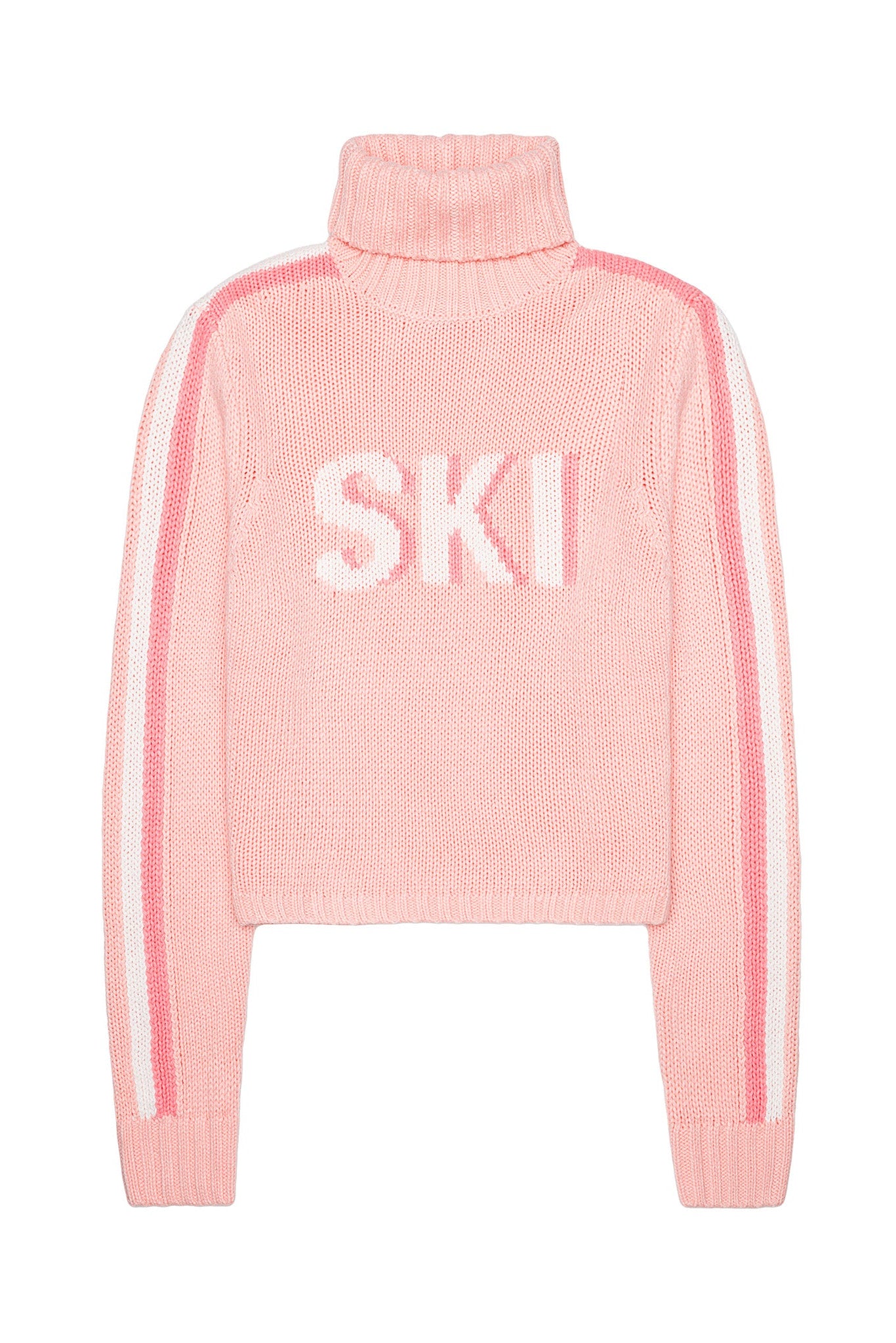 Ellsworth & Ivey Cropped Retro Ski Turtleneck Sweater - Pink Lady