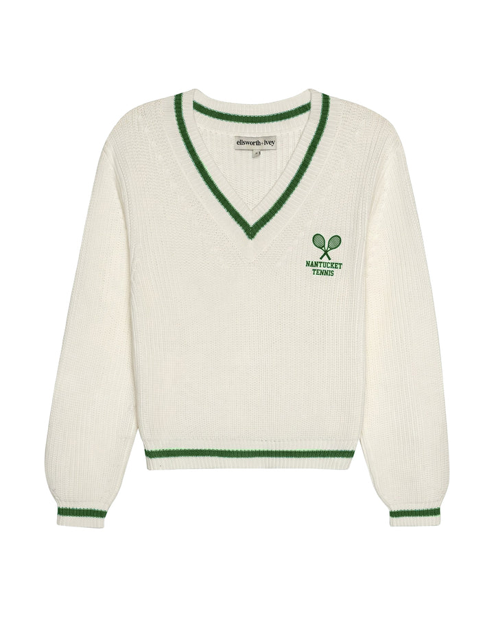An off-white ivory ribbed knit cropped women&