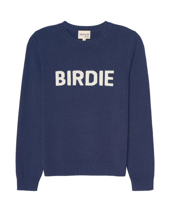 A navy blue crewneck women&