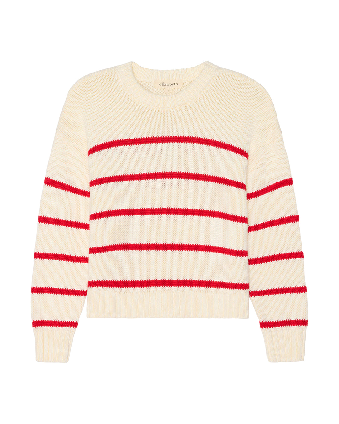 An ivory off-white knit crewneck women&
