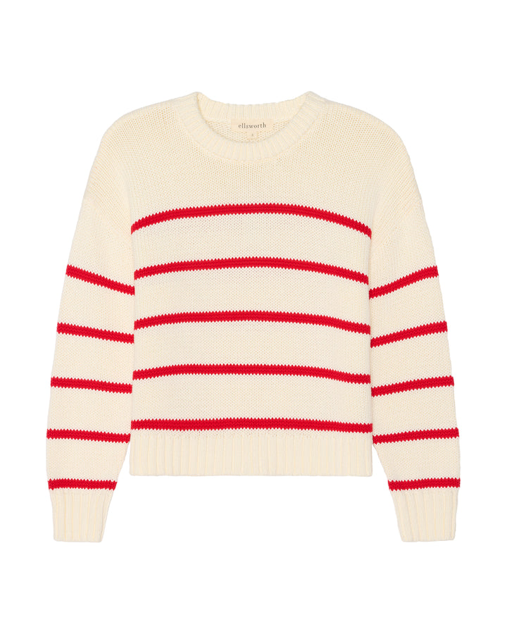 An ivory off-white knit crewneck women&