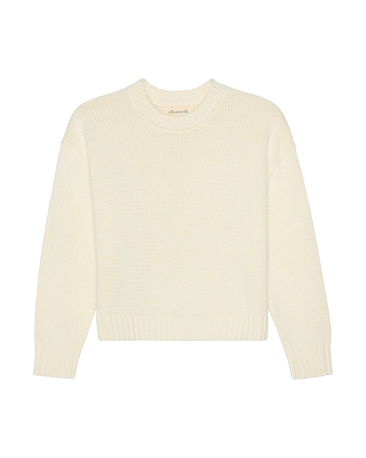 An ivory off-white ribbed knit women&