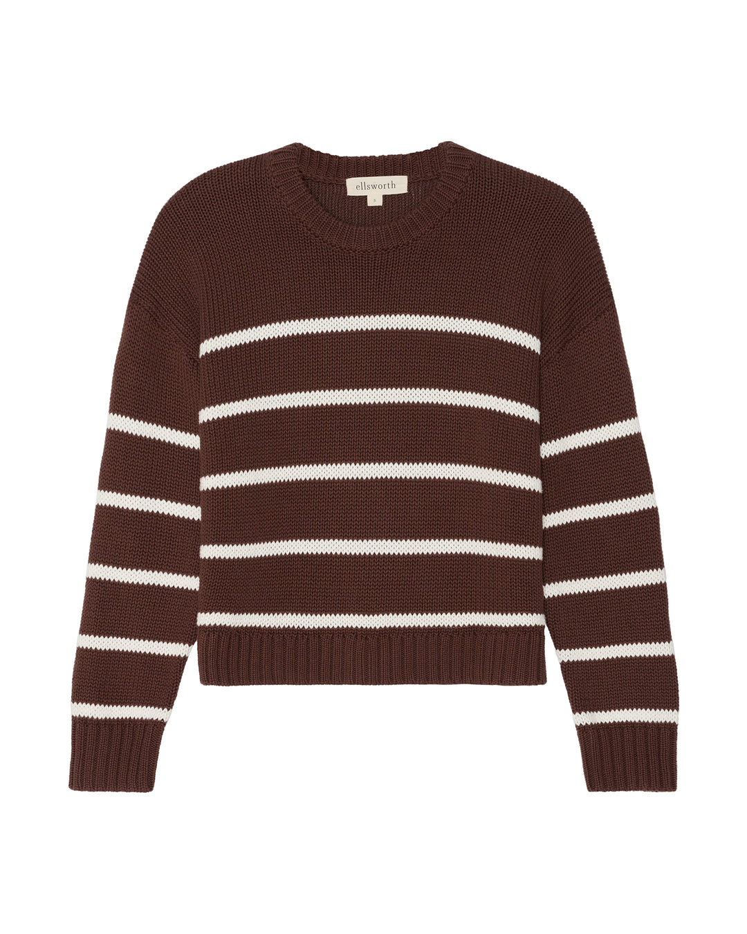 A dark brown knit crewneck women&