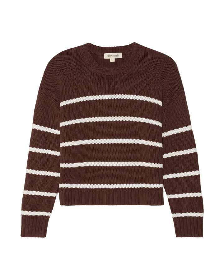 A dark brown knit crewneck women&