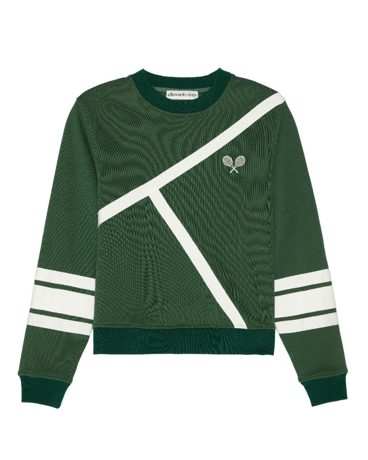 A dark green ribbed knit women&