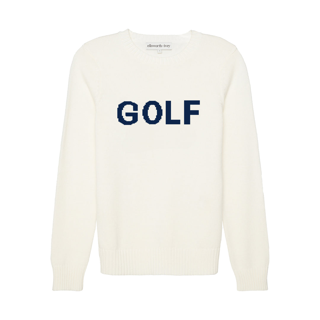 Ellsworth & Ivey's Womne's Golf Classic Crewneck - Ivory with Navy