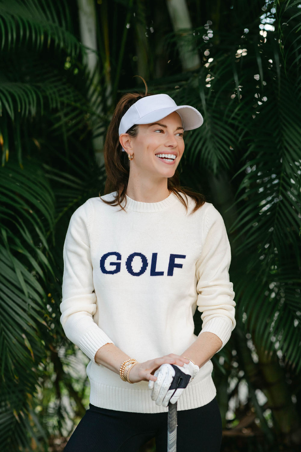 Ellsworth & Ivey's Womne's Golf Classic Crewneck - Ivory with Navy