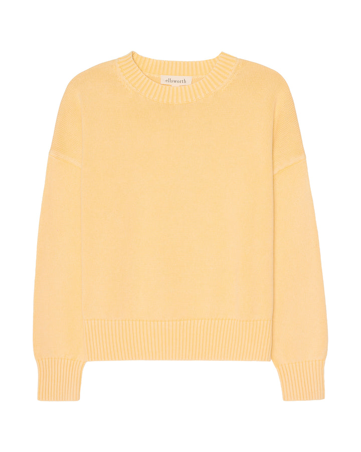 A pale yellow crewneck knit women&