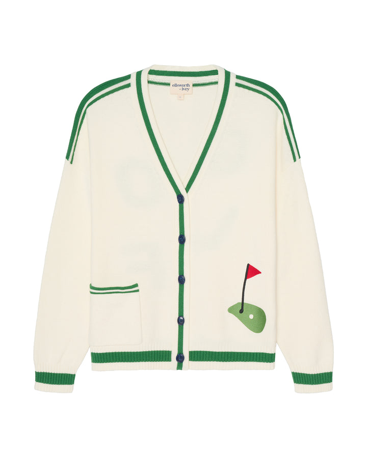 An ivory off-white knit cardigan women&