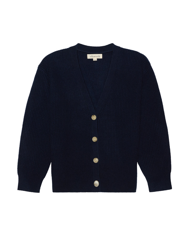 A navy blue ribbed knit women&