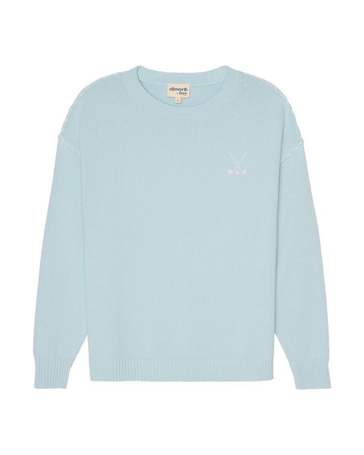 A light blue crewneck women&