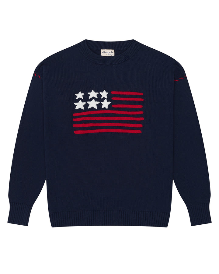 A navy blue crewneck women&