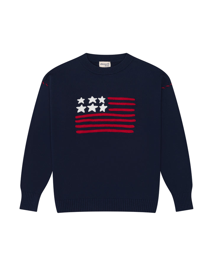 A navy blue crewneck women&