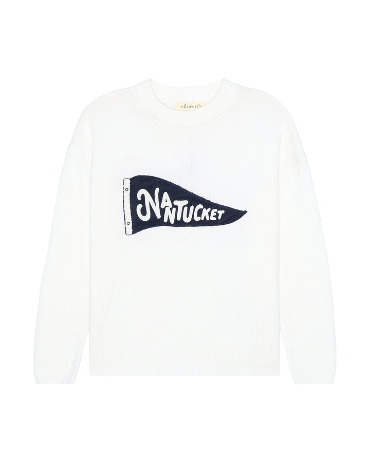 An ivory white knit crewneck women&