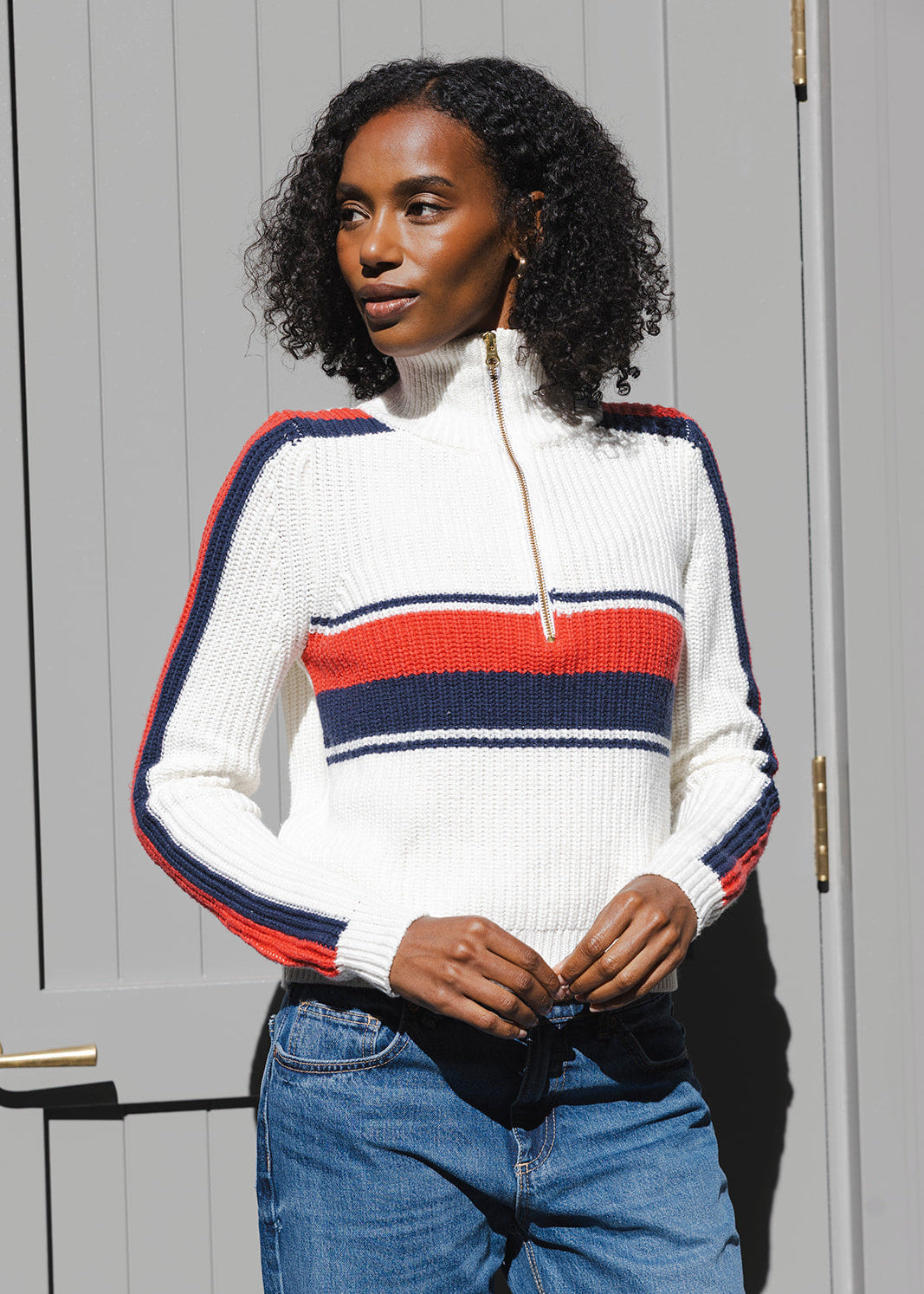 Aspen Quarter Zip - Ivory Retro Block – Ellsworth & Ivey