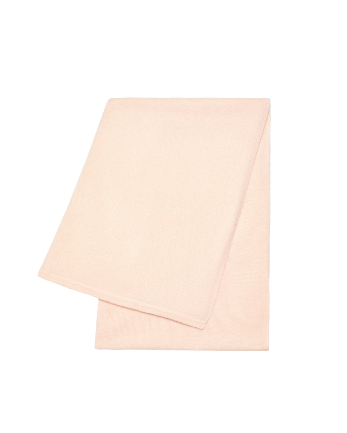 An ultra soft pink wool/cashmere blend wrap scarf folded on a white background. Cashmere Travel Wrap in Pink by Ellsworth + Ivey.