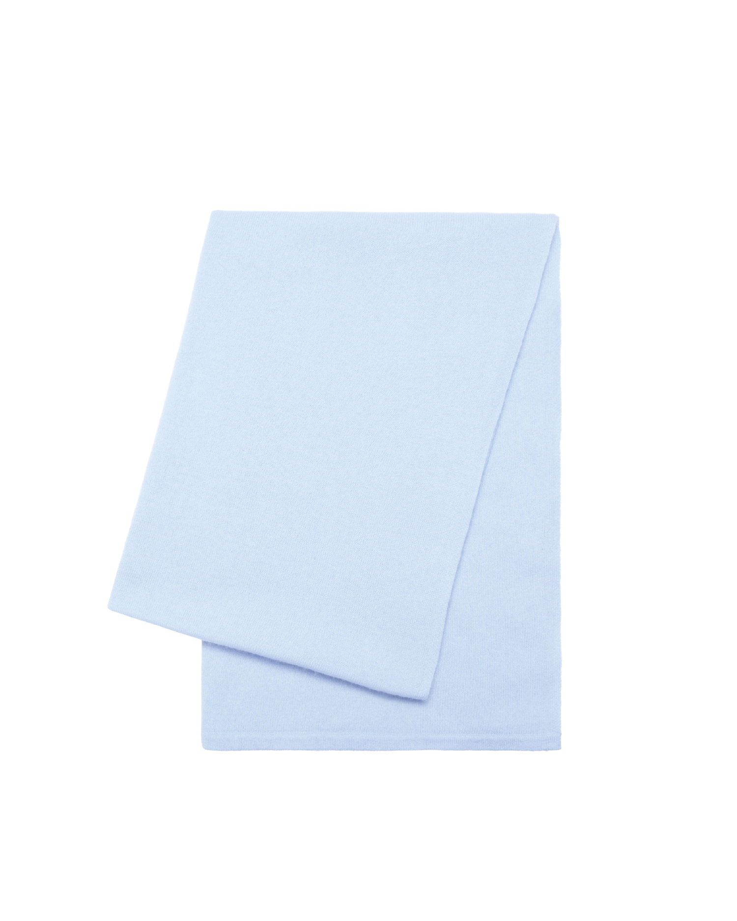 An ultra soft blue wool/cashmere blend wrap scarf folded on a white background. Cashmere Travel Wrap in Sky Blue by Ellsworth + Ivey.