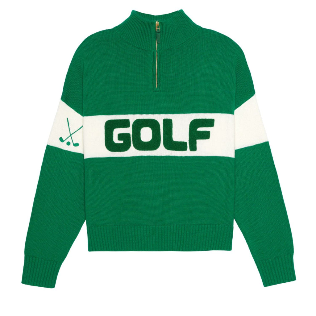 Ellsworth + Ivey Colorblock Golf Quarter Zip Sweater - Green