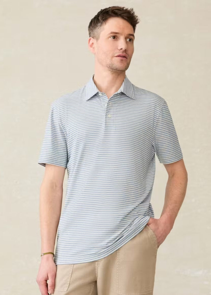 Faherty Men's Short-Sleeve Movement Polo - Vista View Stripe ...