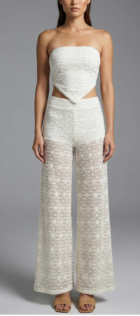 Diamond Crinkle Apron Top + Palazzo Pant
