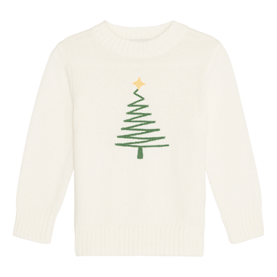 Kid's ivory and green Christmas tree sweater