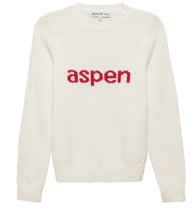 Women's ivory and red aspen sweater