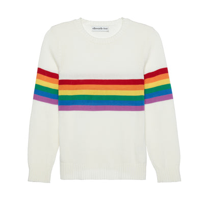 Men's ivory and rainbow stripped pride sweater