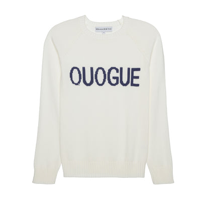 Women's ivory and navy Quogue sweater